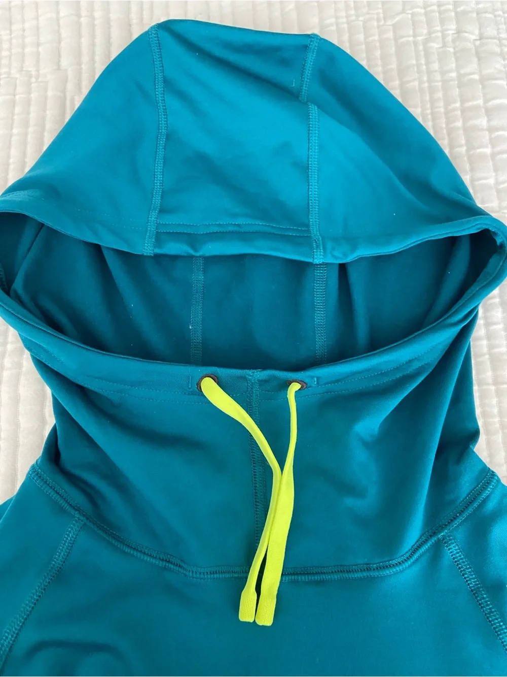 Nike Teal Hoodie with Neon Yellow Drawcords